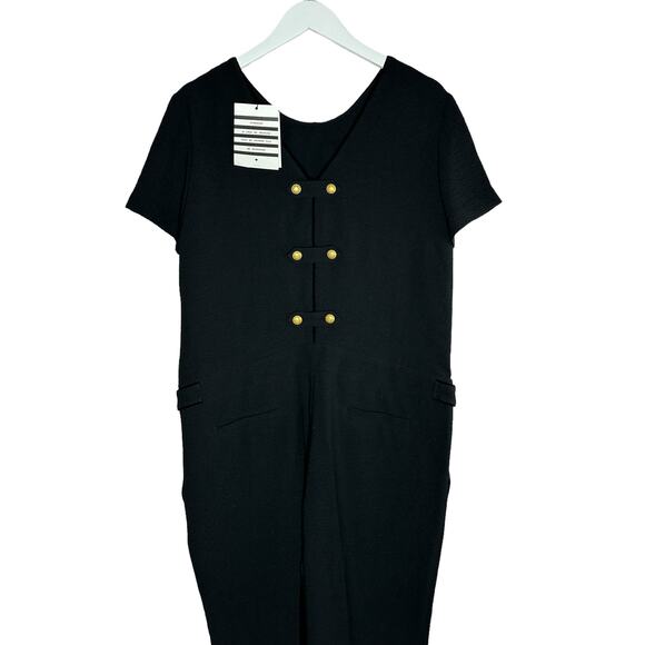 NWT Sezane Combi Pantalon Elena Black Jumpsuit Straight Leg Formal Slim Size 10 - Picture 5 of 12